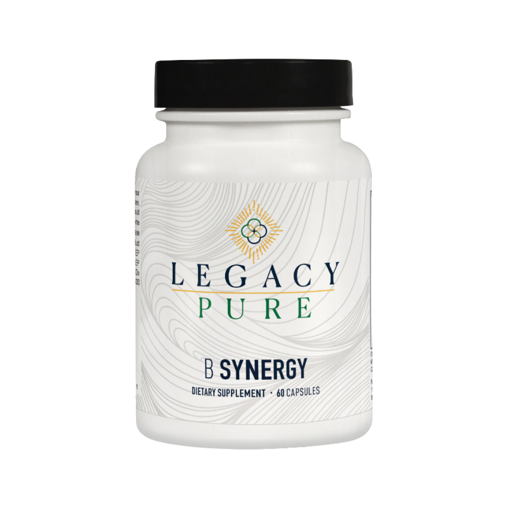 Supplement bottle labeled 'Legacy Pure' on a white background