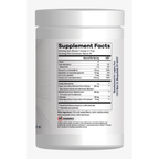 A white plastic supplement bottle showing the Supplement Facts label from the back, with the Namrex logo visible at the bottom left.