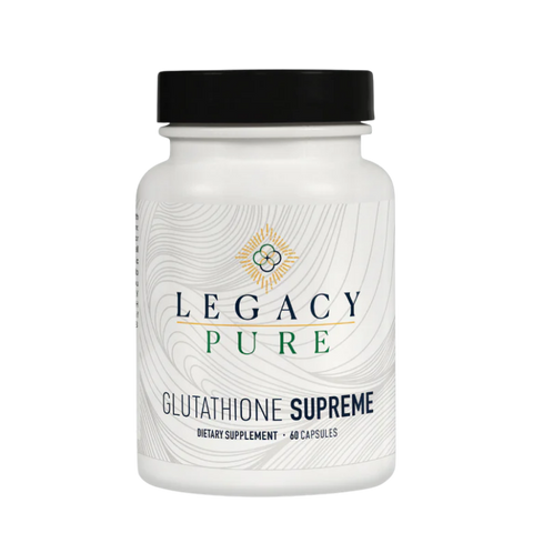 Legacy Pure Glutathione Supreme dietary supplement bottle with 60 capsules