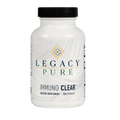 Legacy Pure Immuno Clear dietary supplement bottle with 120 capsules and minimalist label design