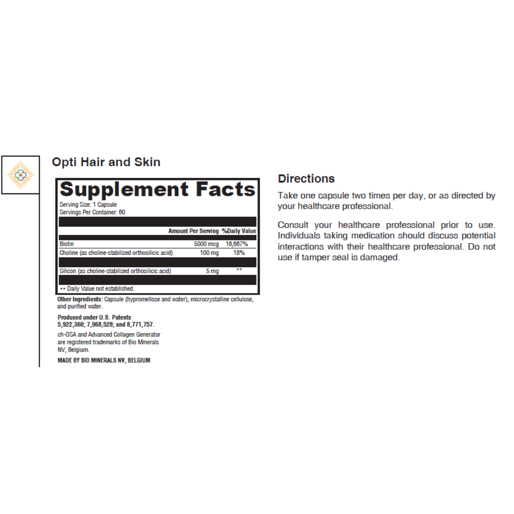 Opti Hair and Skin | Supplement Facts | Legacy Pure Supplements