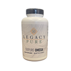 Legacy Pure TriPure Omega supplement bottle on a white background