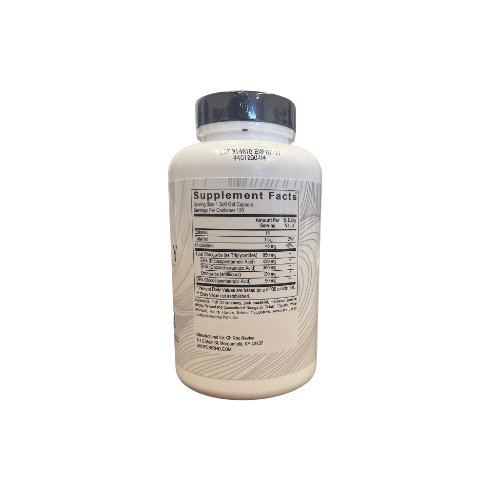 Supplement bottle with label on a white background