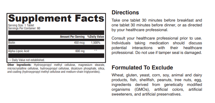 Ultra Ala | Supplement Facts | Legacy Pure Supplements