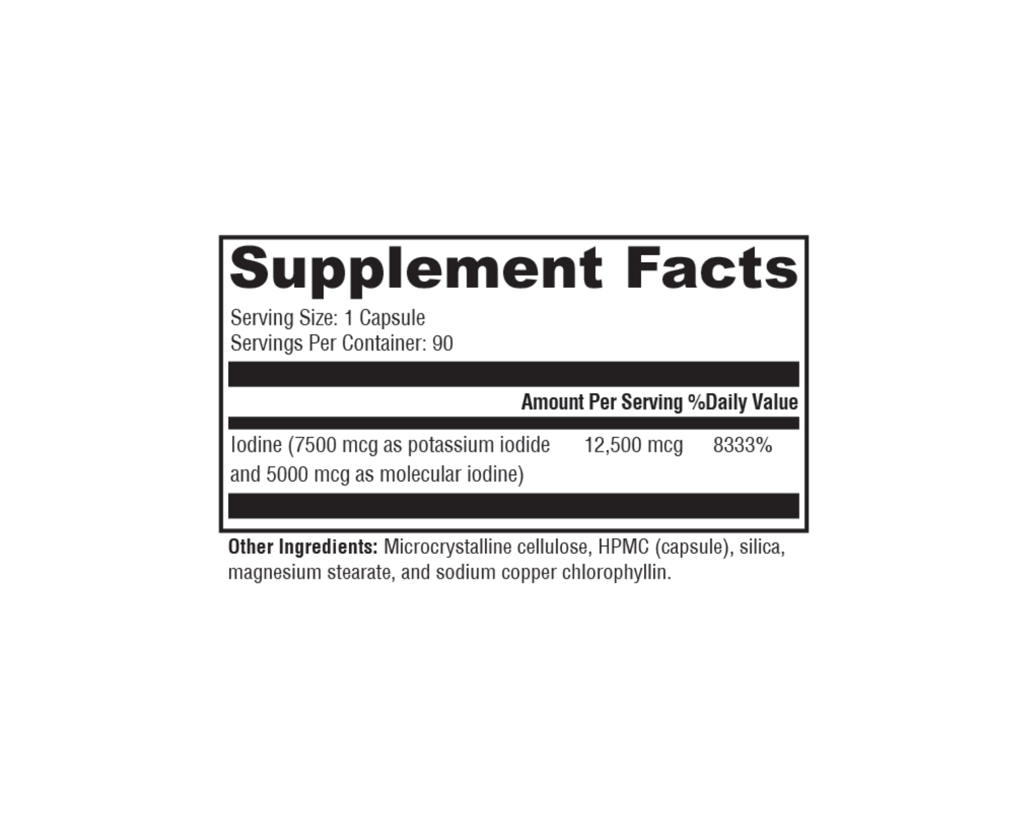 Chi Rho Chiropractic - Iodine Dietary Supplement Facts