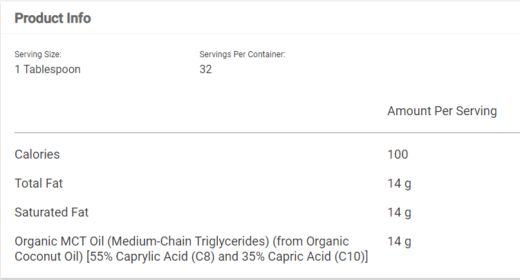 Organic MCT Oil Product Info