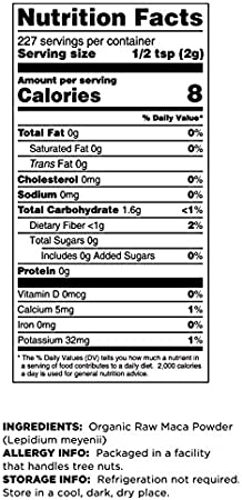 Terrasoul Superfood - Maca Powder Nutrition Facts